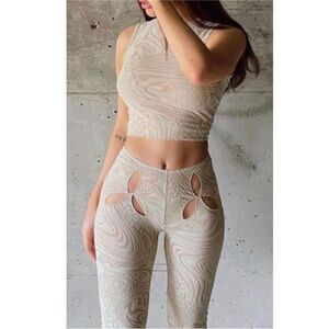 I.AM.GIA Amina Pant Burnout Cutout Sheer Flare Bootcut Trouser Pants Size Small